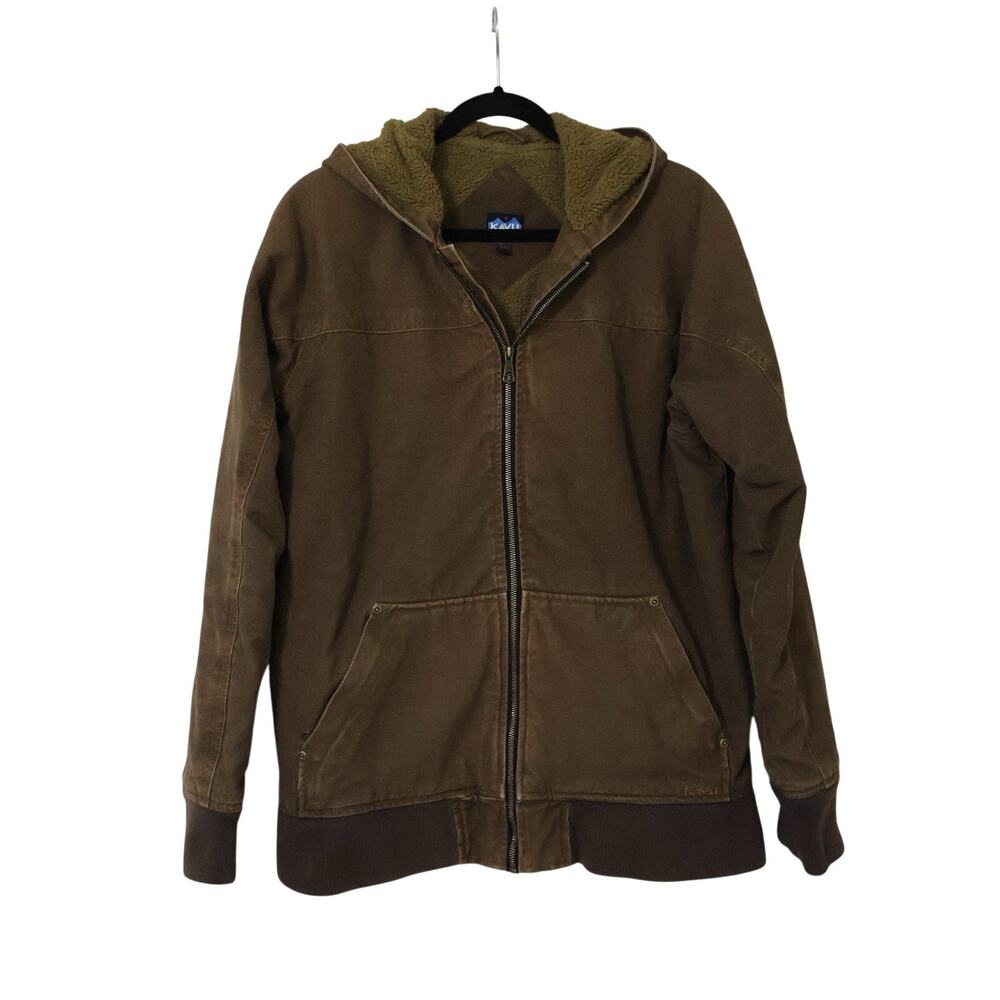 Kavu Brown Sherpa Fleece Cotton Canvas Jacket M Workwear Utility Winter